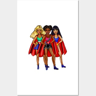 Girl power anime female superheroes  - diverse group of super hero girls Posters and Art